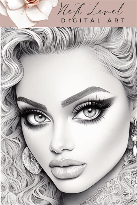 100 Beauty Queens Grayscale High Fashion Colouring Sheet Pages For