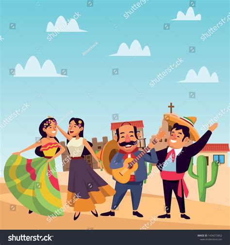 Mexican Traditional Culture Mariachis Dancer Woman Stock Vector