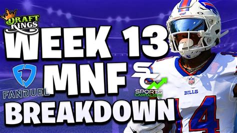 Nfl Dfs Week 13 Mnf Breakdown Fanduel And Draftkings Advice Youtube