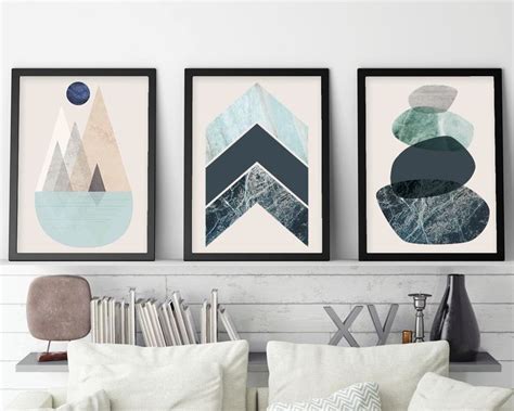 Set Of 3 Scandinavian Art Set Scandinavian Mountains Scandinavian