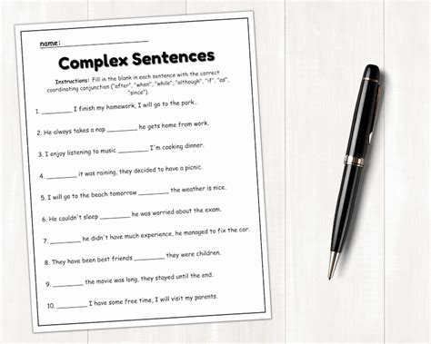 Compound Sentence Worksheets Sentence Structure Coordinating