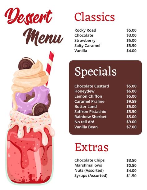 Dessert Menu Design Ideas