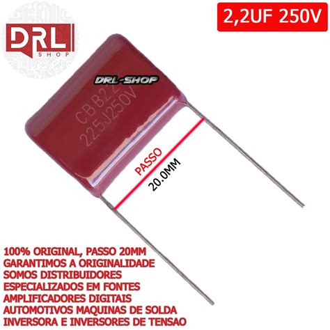 Kit 5 Capacitor Poliester 2 2uf 250v 2m2 225J P Tweeter Shopee Brasil