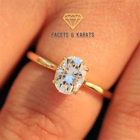 1 5 Carat Oval Moissanite Engagement Ring And Wedding Band Etsy