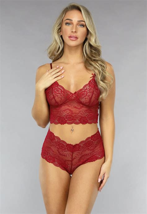 Bordeaux Rode Kanten Brazilian Lingerie Set Uwantisell Nl