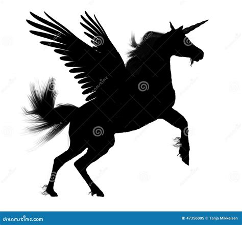 Black Pegasus Unicorn Silhouette Stock Illustration Image 47356005