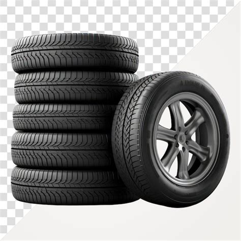 Premium PSD Stacked Black Car Tires Transparent