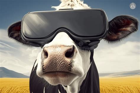 Amusing Concept Cow Wearing Virtual Reality Goggles Explores The