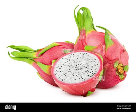 Dragon Fruit Pitahaya Pitaya Isolated On White Background Clipping