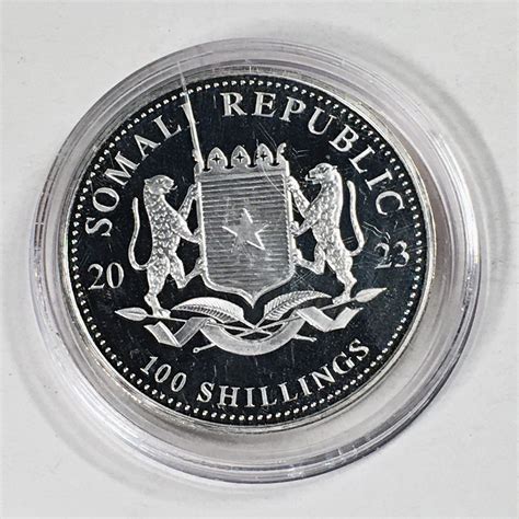 2023 Somali Republic Silver 100 Shillings Elephant 1oz 9999 Fine