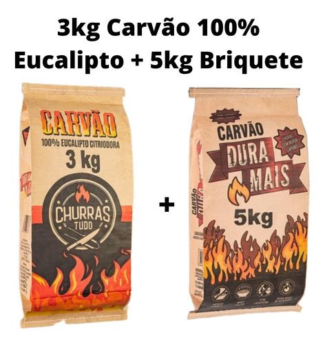 Carvão 3kg Briquete 5kg Churrasco Parrilla Brasa Carne Parcelamento