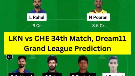 Ipl Th Match Lkn Vs Che Dream Grand League Gl