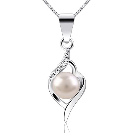 B Catcher Collier En Argent Pendentif Coeur Collier De Perle Perle