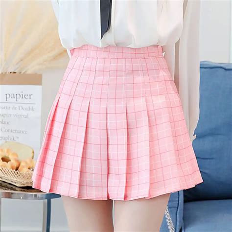 2019 New Fashion Women Plaid High Waist Tennis Skirt Flared Pleated