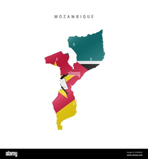 Detailed waving flag map of Mozambique. map with masked flag Stock ...