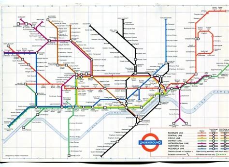 LONDON TRANSPORT UNDERGROUND Railway Map Diagram Of Lines 1962