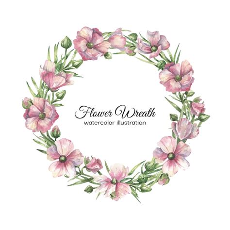 Premium Vector Watercolor Floral Wreath With Pink Delicate Flowers