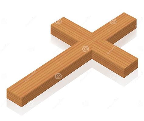 Christian Cross Three Dimensional Wooden Symbol Stock Vector