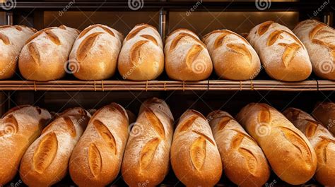 Delicious Loaves Of Bread In A Baker Shop Different Types Of Bread Loaves On Bakery Shelves