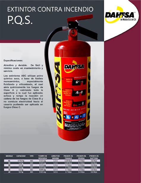 Extintor Dahfsa Pqs Clase Abc Recargab Extinguidor Nom 4 5kg