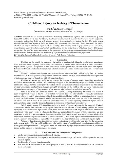 Pdf Childhood Injury An Iceberg Of Phenomenon
