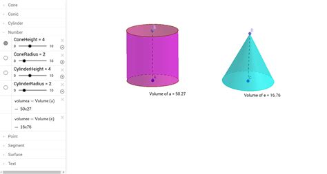 Volume Of Cone And Cylinder GeoGebra