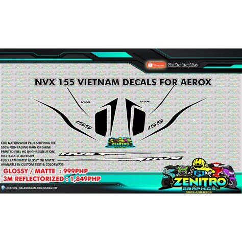 Nvx Vietnam Decals For Aerox V Only Zenitro Graphics Decals