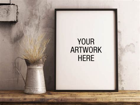 Framed Vintage Poster Mockup - Mockup World