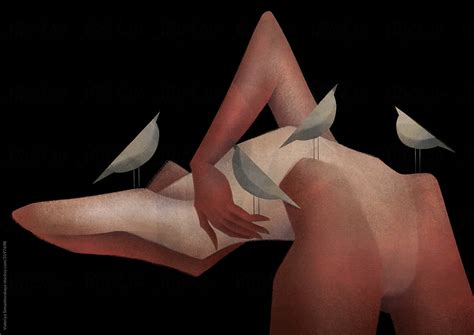 Naked Woman With Birds Illustration Del Colaborador De Stocksy