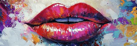 Abstract Colorful Lips Painting Stock Illustration Illustration Of