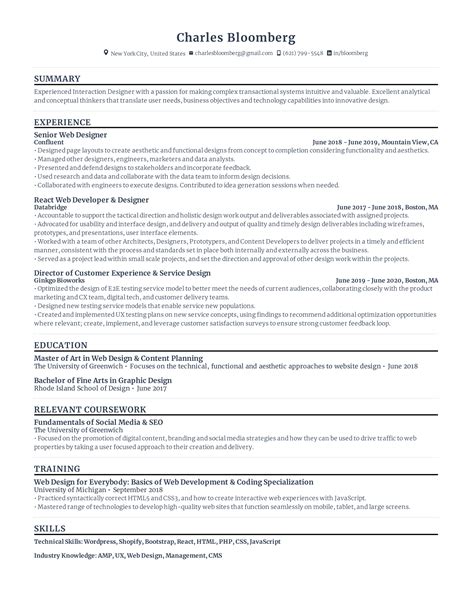 Rezi Web Designer Resume Template