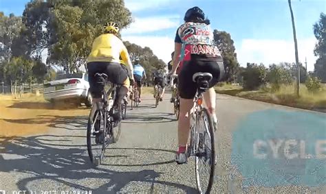 Impatient Driver Goes Off Road To Overtake Group Ride And Almost Hits