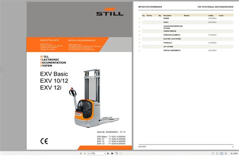 Still Steds Forklift Truck EXV All Series 2019 Part Catalog EN