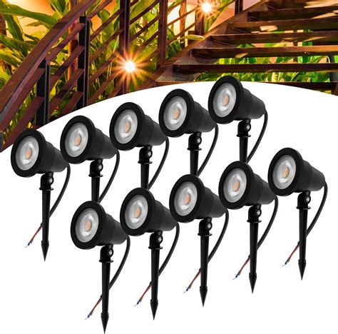 Kit 10 Luminária Espeto Jardim Cob Led 7w Prova Dágua Branco Quente