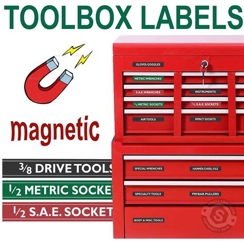 Magnetic Tool Box Organizer Labels Green Edition Organize Boxes