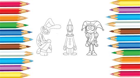 Pomni Jax And Kaufmo From The Amazing Digital Circus Coloring Pages Youtube