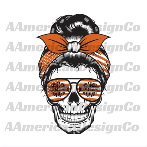 Harley Davidson Messy Bun Png Motorcycle Mom Bun Png Messy Etsy