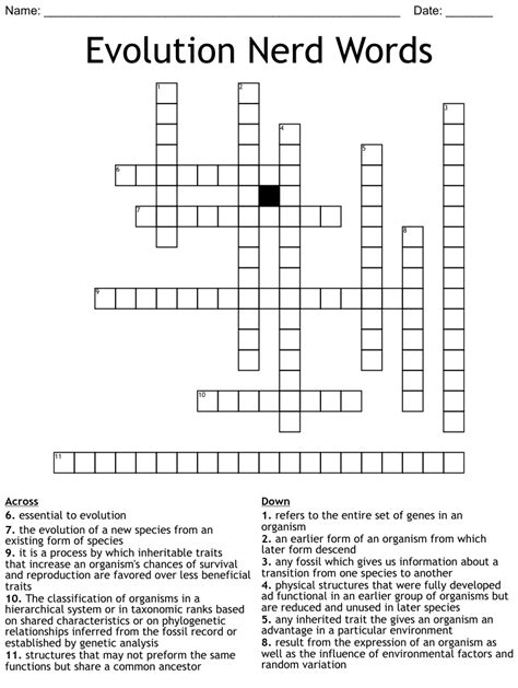 Evolution Nerd Words Crossword Wordmint