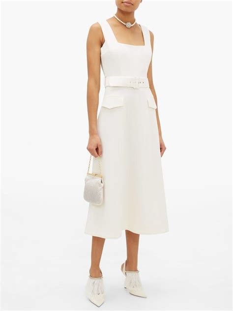 Petra Square Neck Belted Wool Crepe Dress Emilia Wickstead