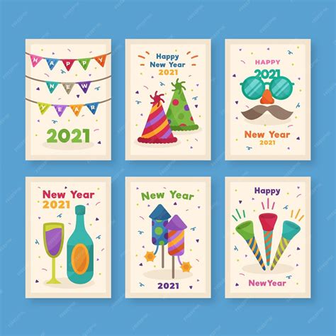 Free Vector | New year 2021 cards in flat design