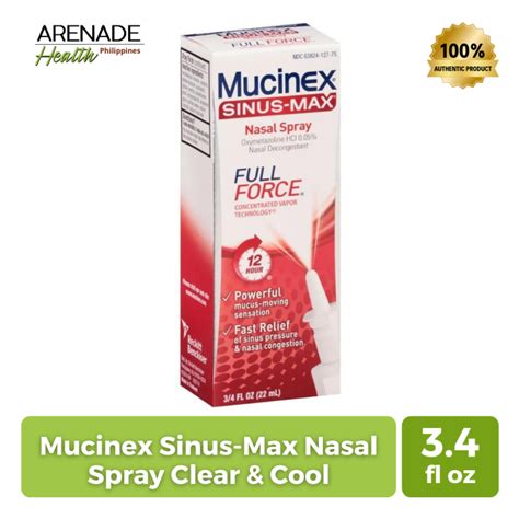 Mucinex Sinus Max Nasal Spray Clear Cool 3 4 Fl Oz 22 Ml NO BOX