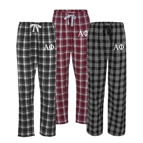 Alpha Phi Sorority Embroidered Flannel Pants Loungewear Comfy Pj