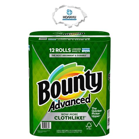 Khăn Giấy Cuộn Bounty Advanced 2 Ply Paper Towels White 12 Cuộn