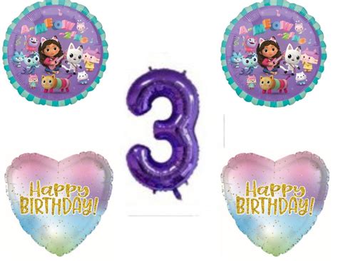 Gabbys Dollhouse 3rd Third Birthday Party Balloons Decorations Cats