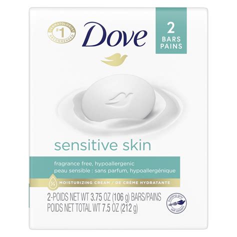 Dove Sensitive Skin Unscented Beauty Bar Soap Deep Moisture Gentle