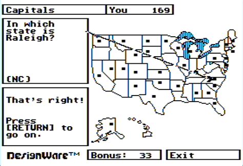 Screenshot Of States And Traits Apple II 1984 MobyGames