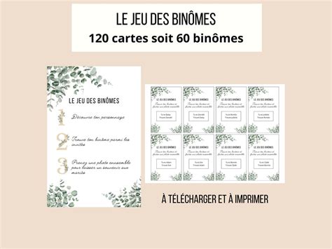 Jeu Des Bin Mes T L Charger Et Imprimer Animation Mariage Jeu