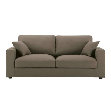 3 Seater Cotton Sofa In Taupe Chicago Maisons Du Monde