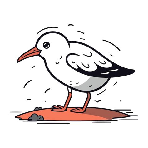 Premium Vector Seagull On The Beach Vector Illustration In Doodle Style