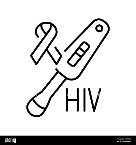 Hiv Test Line Black Icon Human Disease Sign For Web Page Mobile App Button Logo Vector